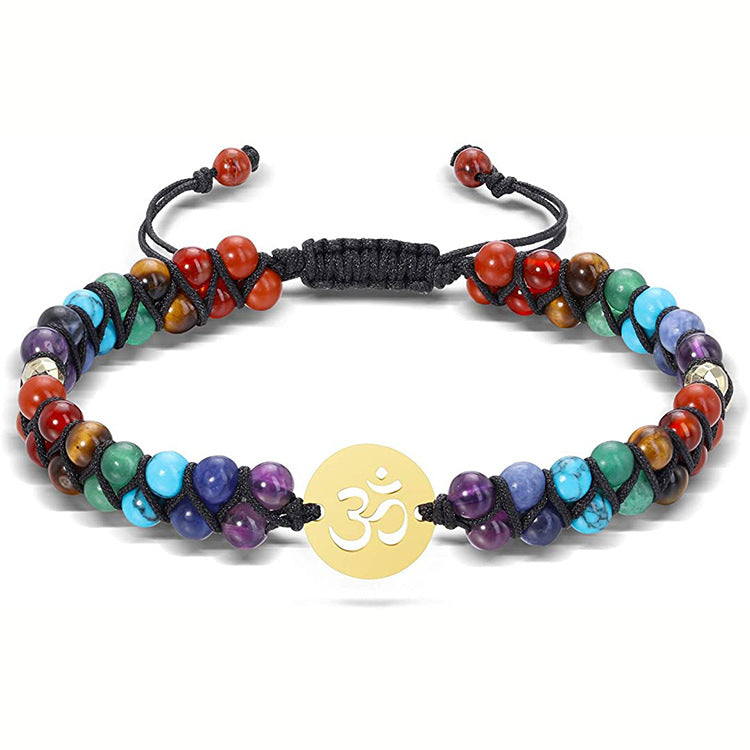 Amethyst Double Row Bracelet Women Gift Lucky Tree Adjustable Bracelet Natural Tiger Eye Stone Double Layer Braided Bracelet