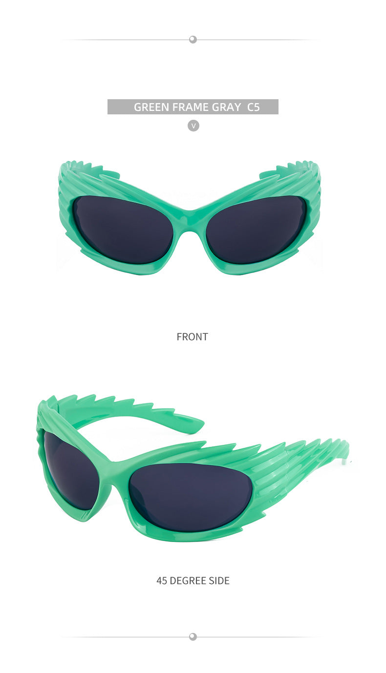 Europe and America Y2K Millennium Windproof Sunglasses for Women Trendy Personality Irregular Shape Sun Protection Sunglasses for Men Cycling Sports Glasses