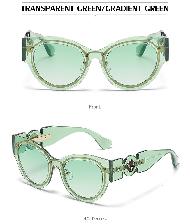 European and American Style Cat Eye Sunglasses for Women with High-end Feel ins Steampunk Frameless Sunglasses for Women Wholesale