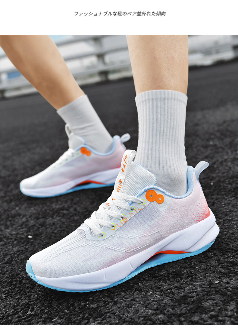 Summer Men's Fashion Breathable Sneakers Student Outdoor Trendy Lace-up Thick-soled Low-top Casual Running Shoes