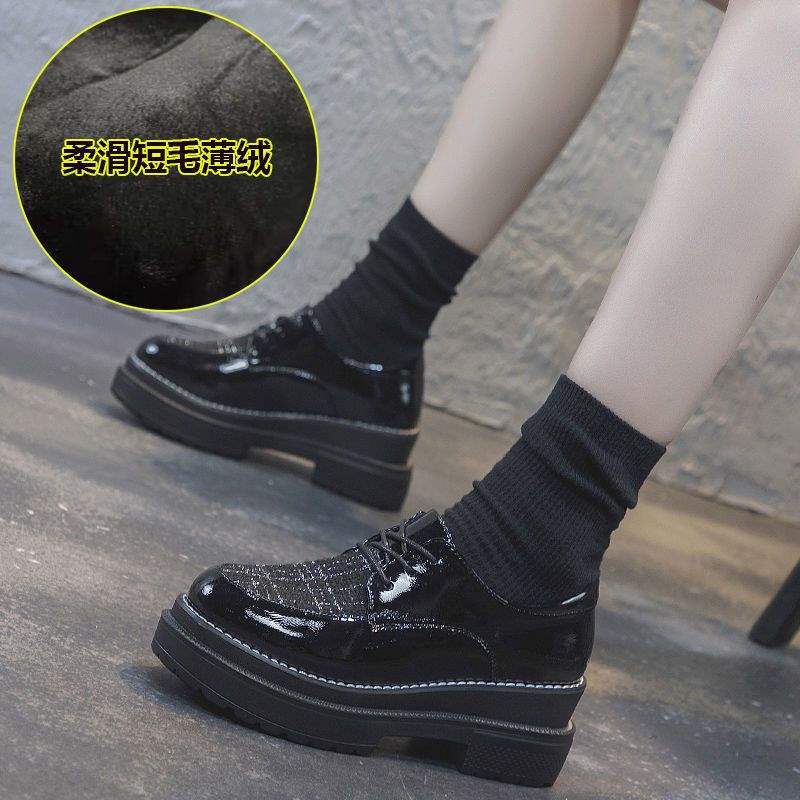 Platform Loafers2025Spring and Autumn New Style Women's Single Shoes Retro British Style Small Leather Shoes Women's Wedge Lazy Shoes