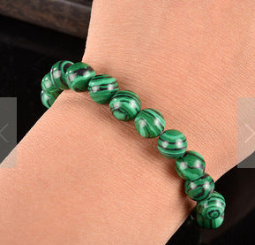 European and American Popular Natural Stone Beaded Bracelet Red Wood Grain Round Bead Stone Bracelet Wholesale