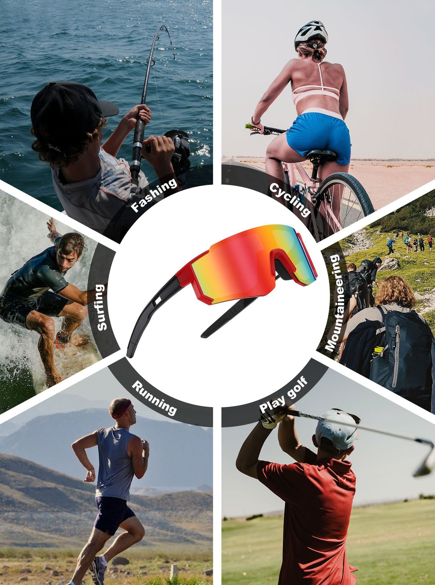 Outdoor Cycling Windproof Sunglasses for Men and Women, European and American Style One-piece Mountaineering Polarized Sunglasses Wholesale sunglasses