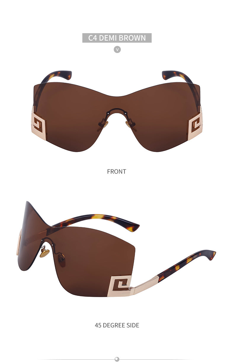 European and American Fashion Frameless Windproof Sunglasses for Women Trendy Large Frame Sunglasses Women's Glasses Wholesale sunglasses