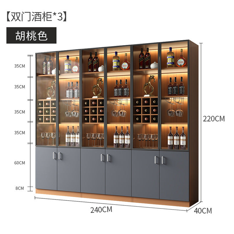 Apartment Wall-Mounted Sideboard Double-Door Wine Rack Storage Cabinet for Hotel Projects and Home Use LED Wine Cabinet
