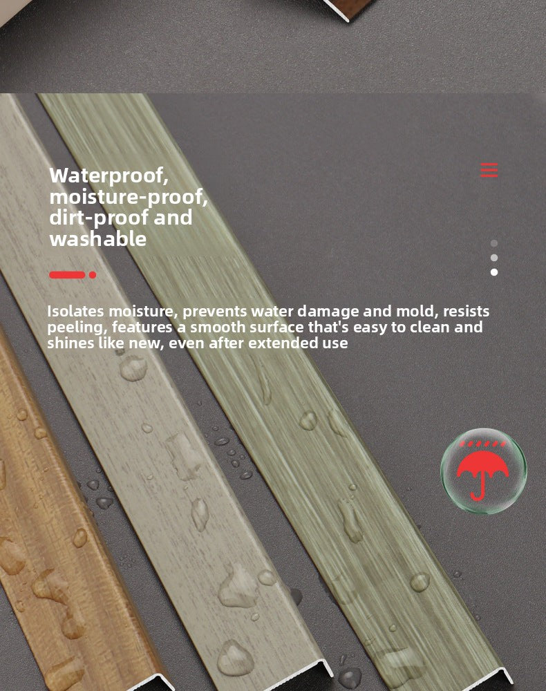 Aluminum alloy wood grain L Edge trim for wooden flooring at right angles7Decorative tile edge trim with embossed pattern for exterior corners