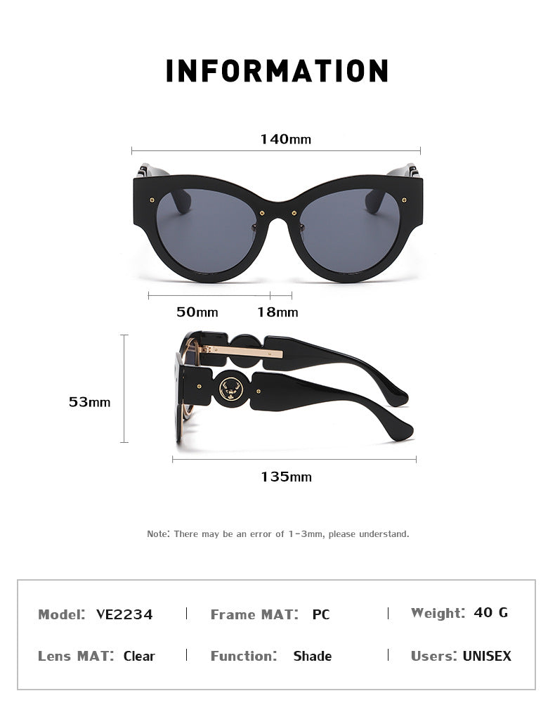 European and American Style Cat Eye Sunglasses for Women with High-end Feel ins Steampunk Frameless Sunglasses for Women Wholesale
