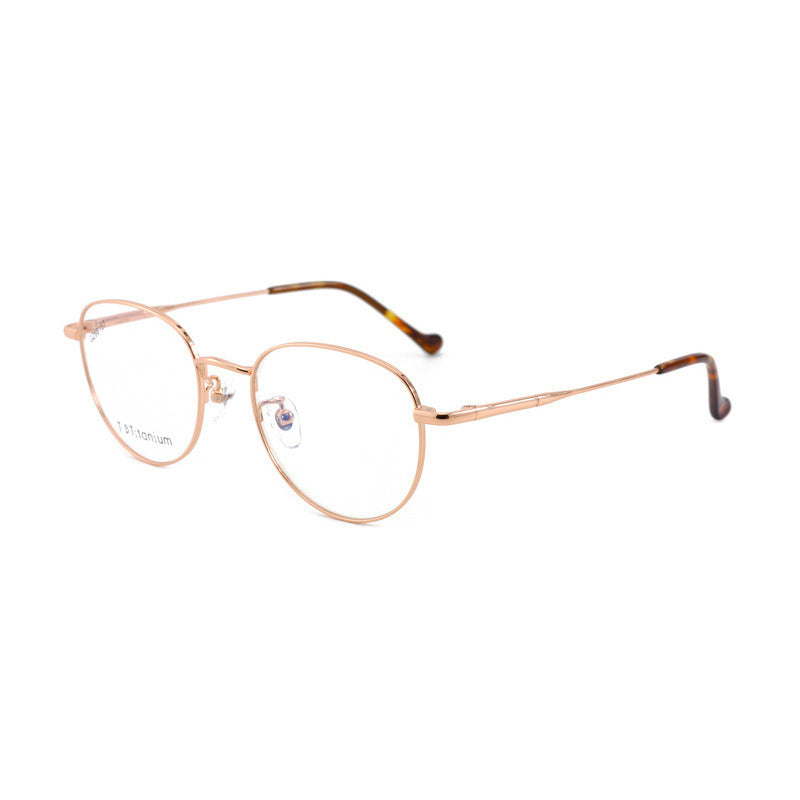 Vintage Half Titanium Eyeglass Frame Oval Frame Unisex Fashion Versatile Glasses Metal Frame Hot Sale