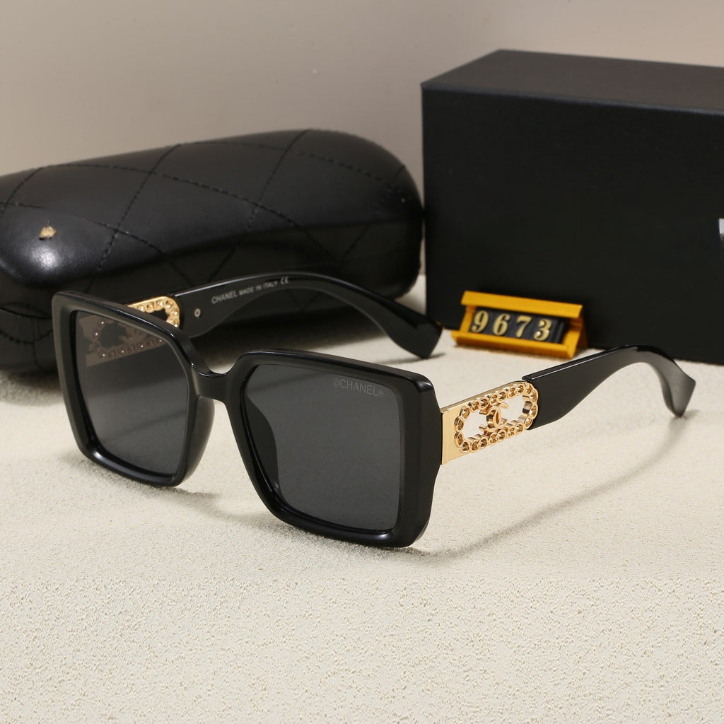 New Chanel-Style Sunglasses for Women, UV Protection, Outdoor Trendy Glasses9673