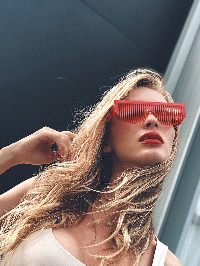 Christmas Costume Creative Comb Sunglasses for Women Multifunctional Gradient Party Blinds Sunglasses Trendy Internet Celebrity