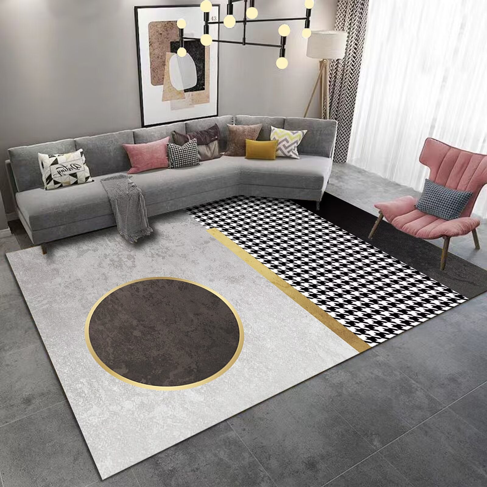 Living Room Carpet Stain Resistant Easy Care Crystal Velvet Carpet Home Sofa Coffee Table Rug Bedroom Wear-Resistant Non-Slip Mat