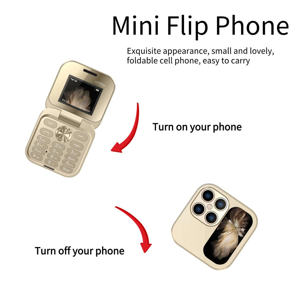 Hot Selling Exquisite Appearance Mini Folding Feature Phone Flip Cover Elderly Button Phone Pocket Phone