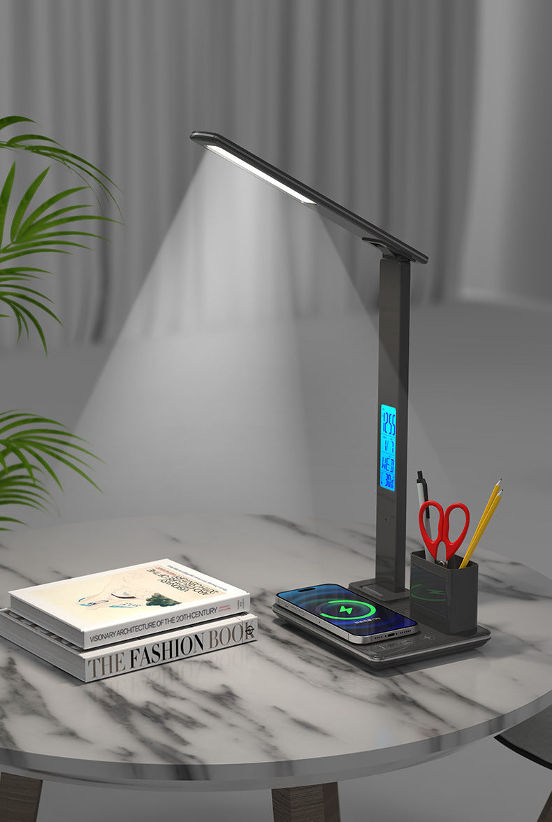 Office Pen Holder Desk Lamp Wireless Charging Touch Eye Protection Desk Lamp Student Dormitory 7-in-1 Multifunctional Night Light
