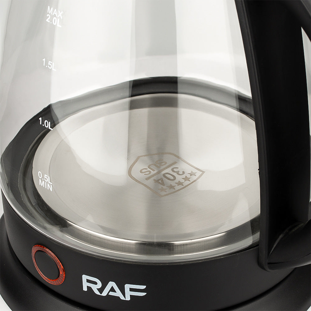RAF European Standard Household Electric Kettle Automatic Power-Off Anti-Dry Boiling Glass Kettle with Visible Water Level for Home Use2L