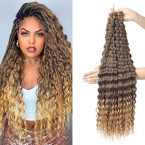 European and American Style Synthetic Hair Domestic Wig Crochet Hair Extensions Curly Hair Piece Deep Wave Bulk hair 30in120g