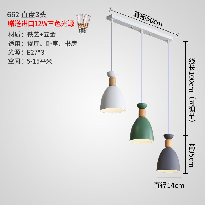 Nordic Restaurant Pendant Light Three-Head Bar Dining Room Table Lamp Creative Personality Bedroom Lamp Modern Minimalist Lighting Fixture