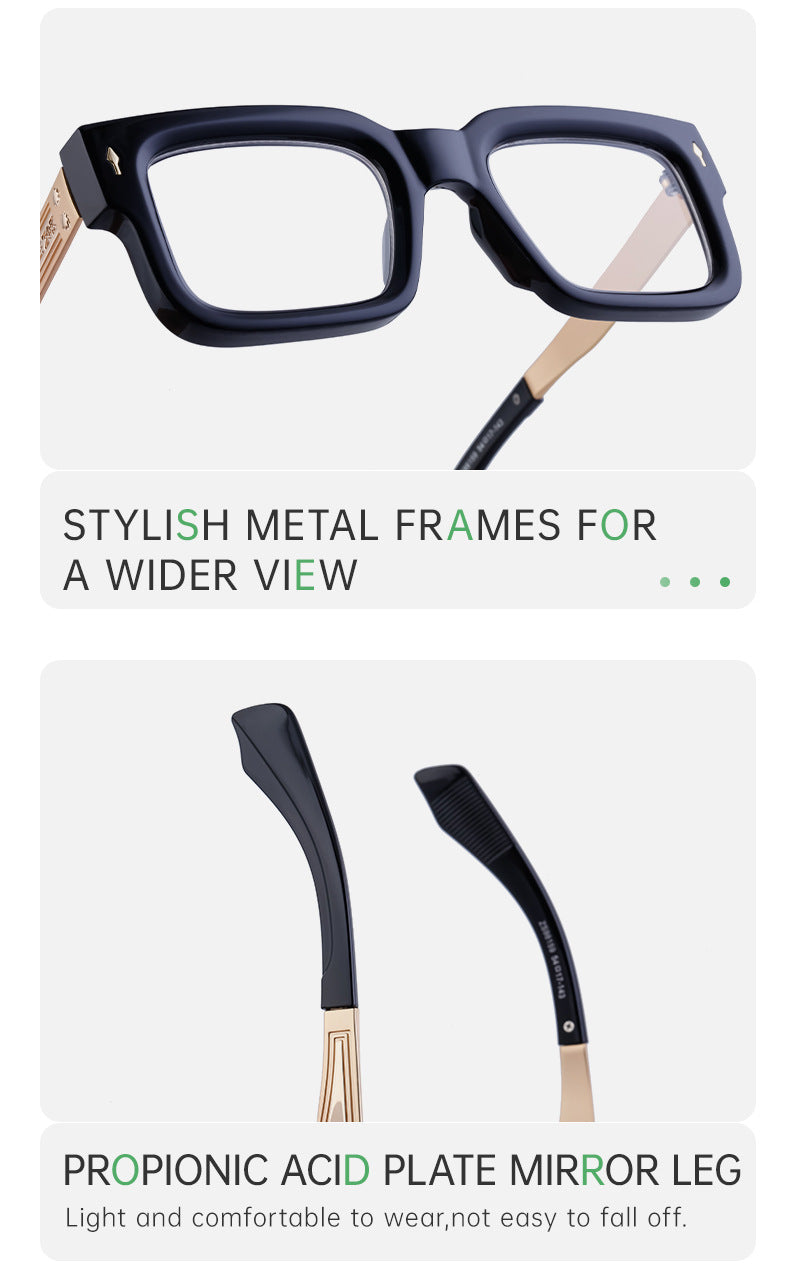 Fashion Square Frame Non-Prescription Glasses for Men, Can Be Fitted with Prescription Lenses, Optical Frame, Small Frame Glasses, Hot Sale