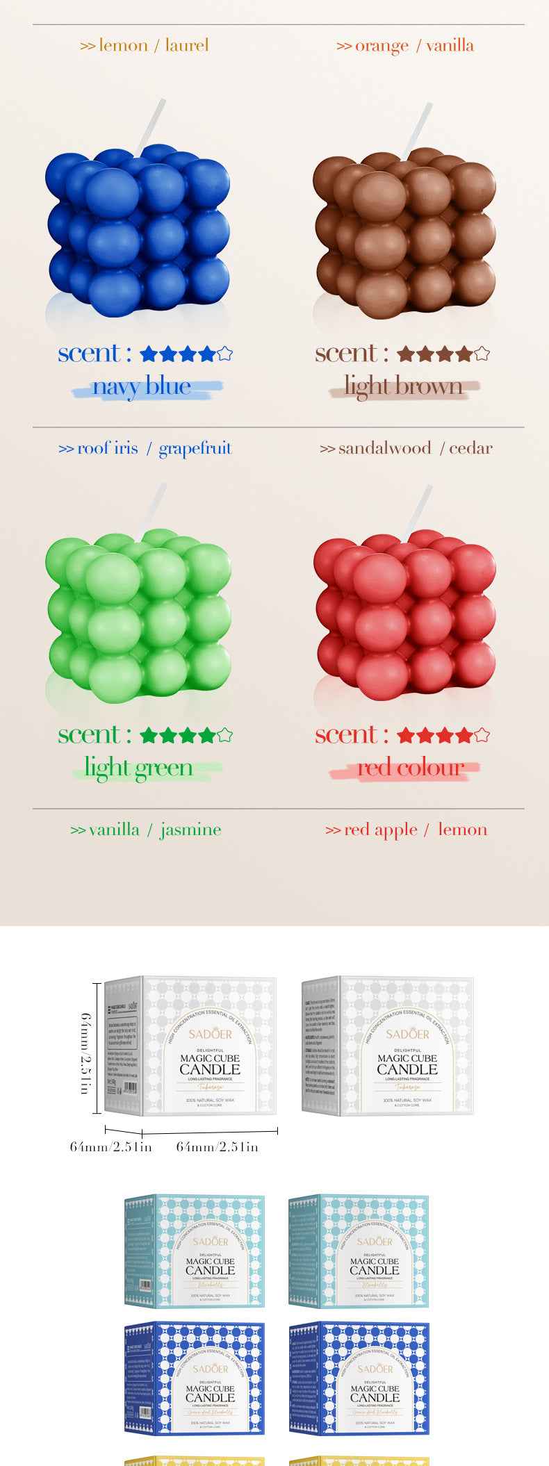 Aromatherapy Candle140g SADOER Celebration Holiday Party Birthday Candle Cross-Border Foreign Trade Wholesale