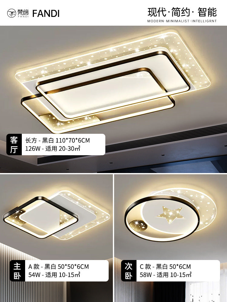 LED Light Luxury Living Room Main Light Starry Sky Restaurant Chandelier Modern Simple Nordic Bedroom Ceiling Light Full House Package