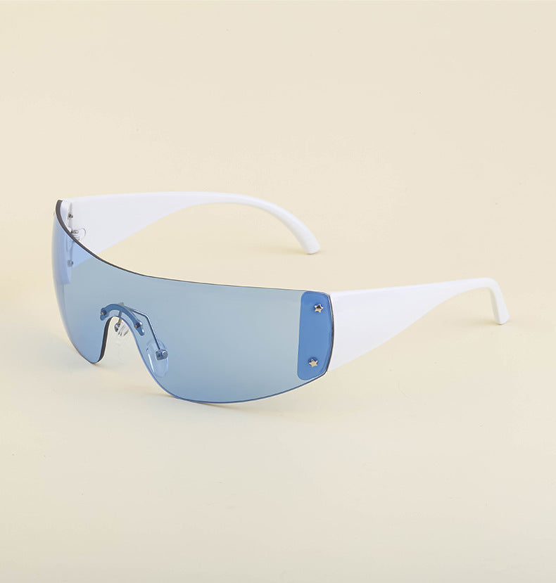 Women's trendy high-end windproof sunglasses Y2K Millennium Frameless Cycling Anti-UV Sunglasses Women's Wholesale