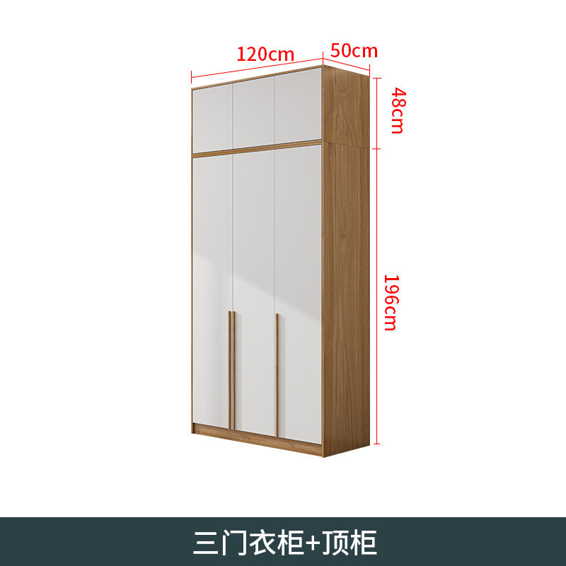Natural Wood Color Cream Style Wardrobe with Flat Doors for Bedroom, Comes with Small Dressing Table, Freely Combinable Storage Cabinet