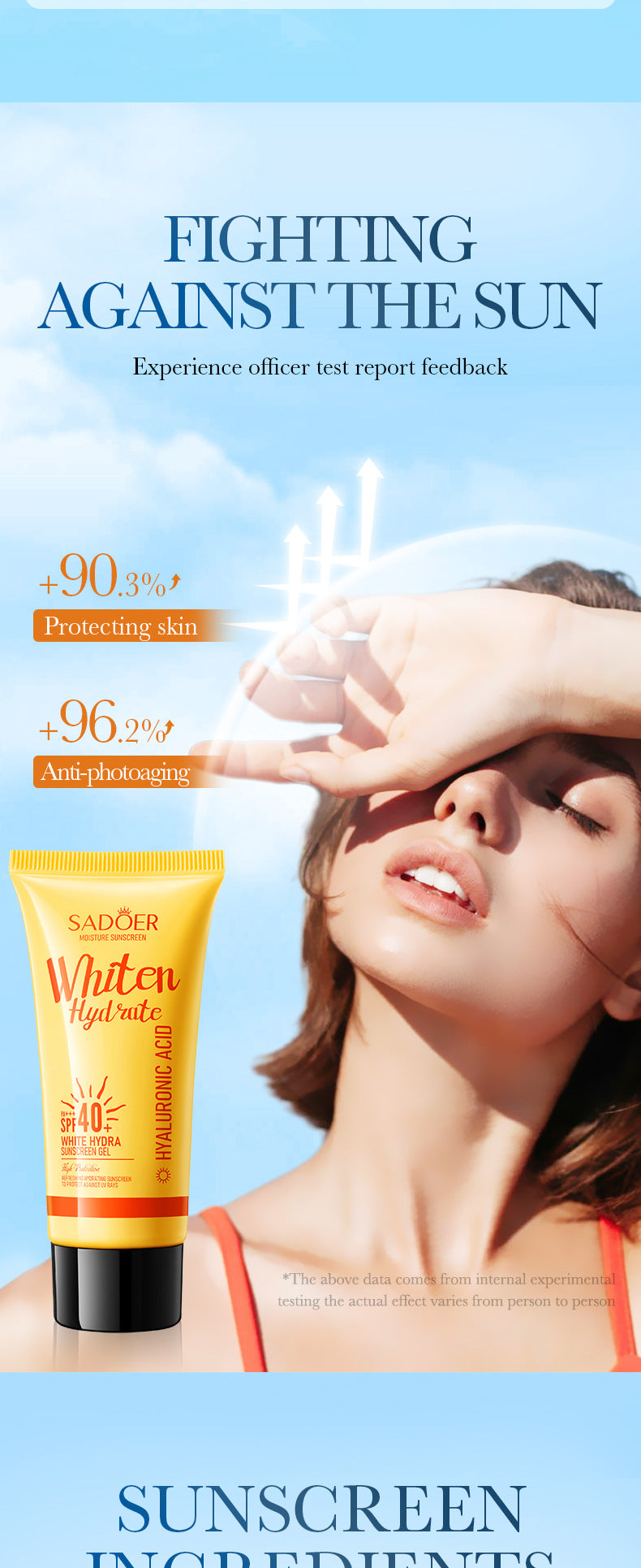 Sunscreen Gel SADOER Water Whitening Anti Light Old Exfoliating Sunscreen Cross-Border Foreign Trade Wholesale