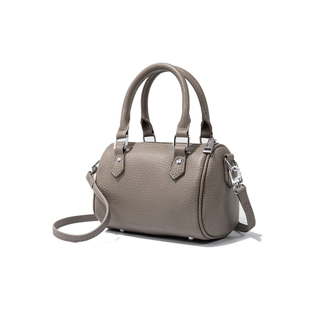 Guangzhou High-Quality Texture Genuine Leather Boston Pillow Bag for Women2024New first-layer cowhide handbag and crossbody bag