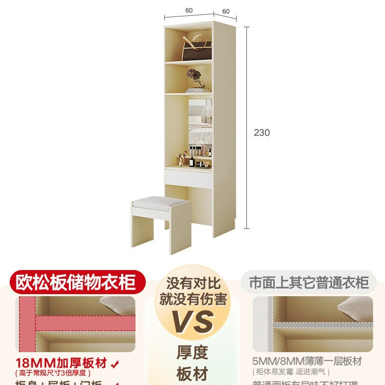 Solid Wood European Pine Board Door to Ceiling60cm Depth18mm Thickened Cabinet Body Wardrobe for Home Bedroom Cream Style Closet