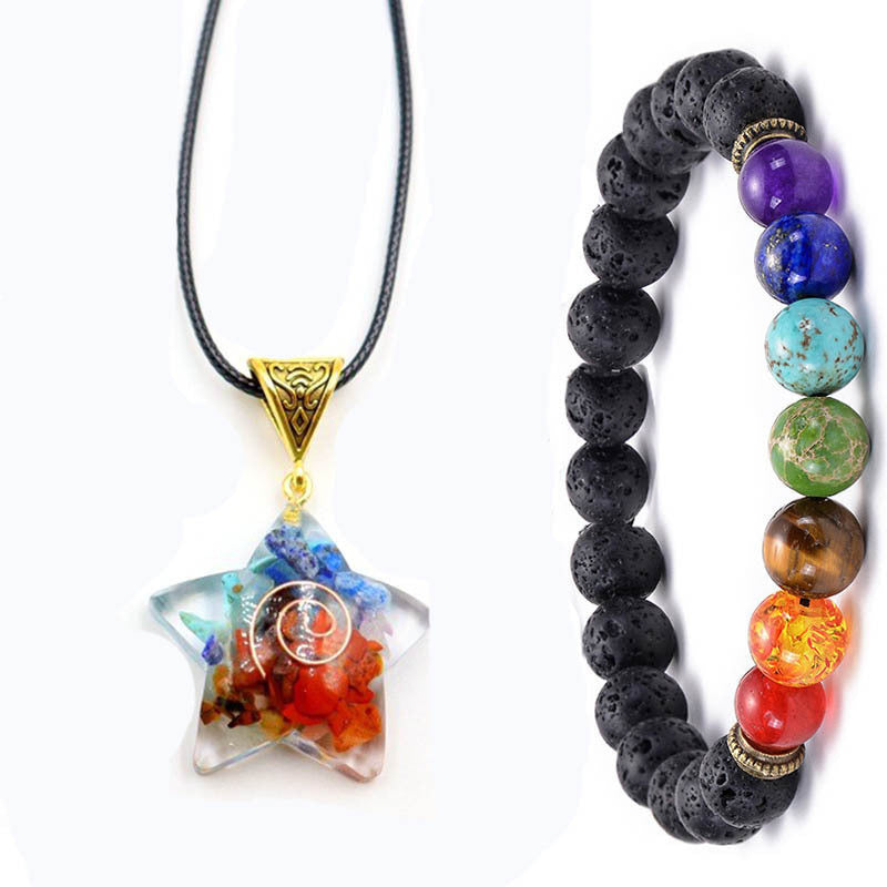 Couple Necklace Natural Crystal Stone Necklace Set for Men Versatile High-End Resin Crystal Pendant Set