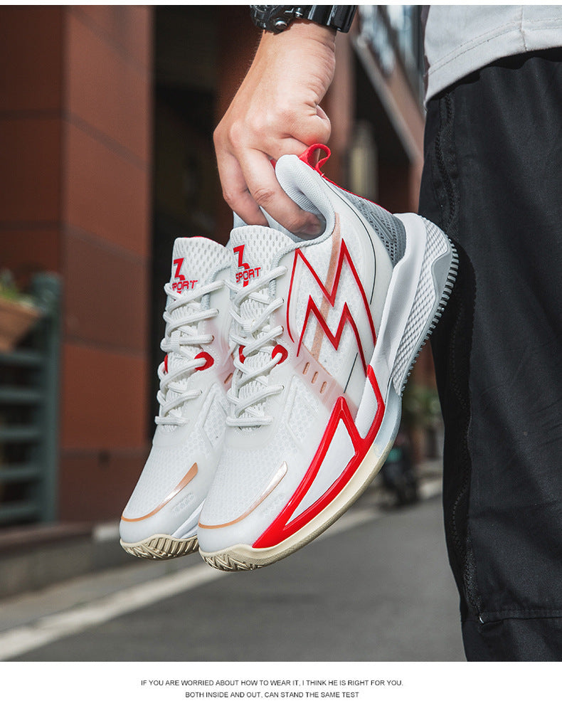 Men and Women Couple Shoes Korean Version Trendy Mesh Breathable Basketball Shoes Fashionable Night Glow Wear-resistant Shock-absorbing Rebound Sports Shoes