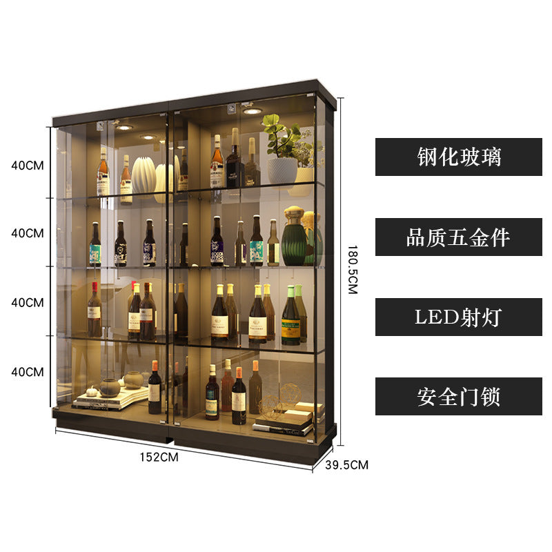 Custom Apartment Glass Wine Cabinet Light Luxury Transparent Collection Figurine Display Cabinet Factory Direct Sales Undertakes Hotel Projects