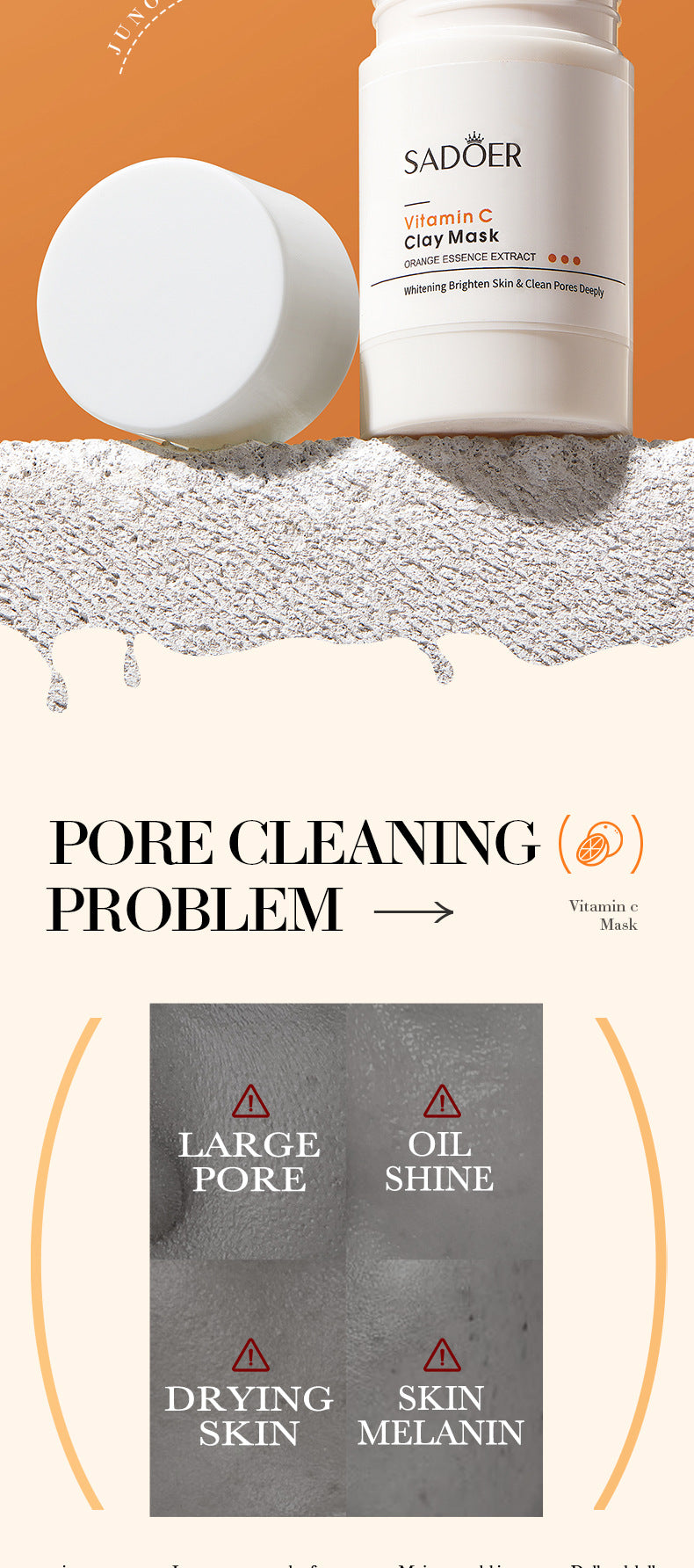 Full English Solid Face Mask40g SADOER Vitamin C Aloe Vera Mugwort Cleansing Mud Mask  Wholesale