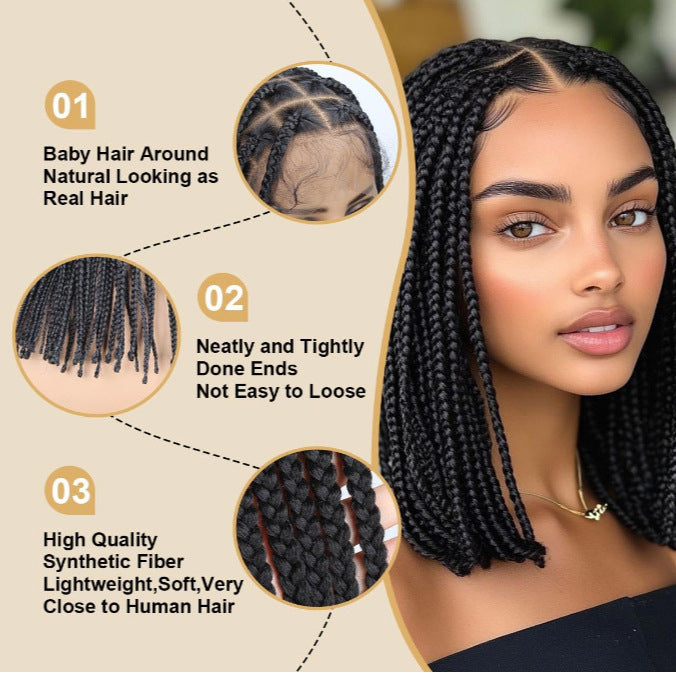 14 inch 360 Single Full Lace Braided Wigs for Black Women