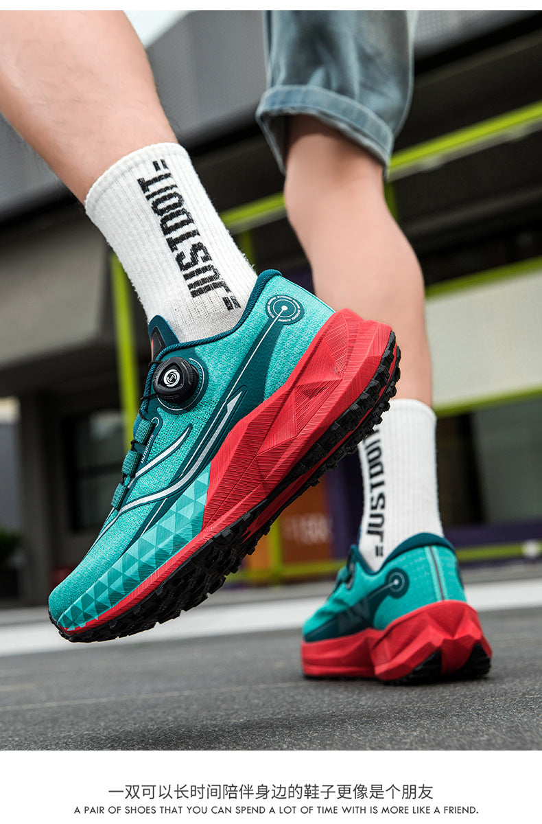 Full Palm Carbon Plate Sports Running Shoes Double Layer Popcorn Outdoor Trail Running Shoes Marathon Men's and Women's Shoes