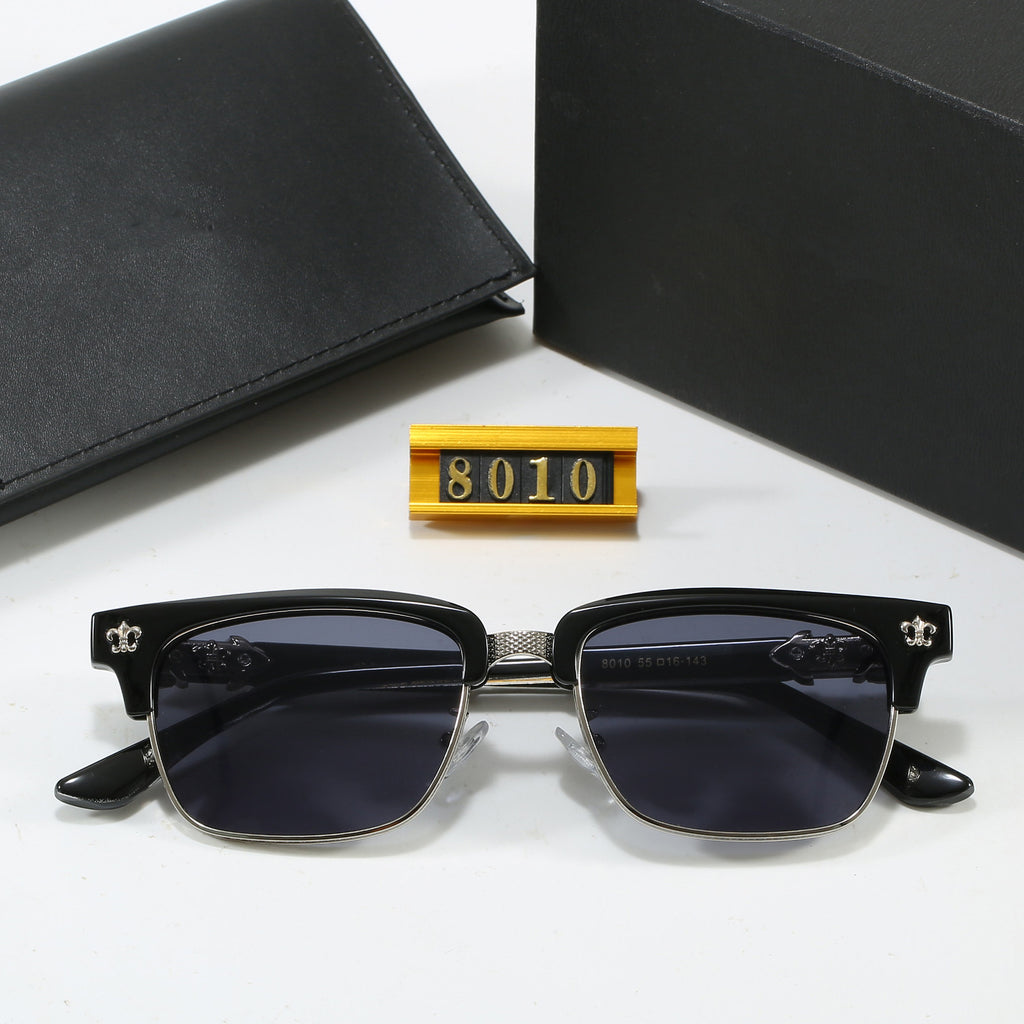 New Fashion Retro Sunglasses for Men and Women Trendy Business Acetate Clip-on Legs Cro Anti-Blue Light Plain Glasses