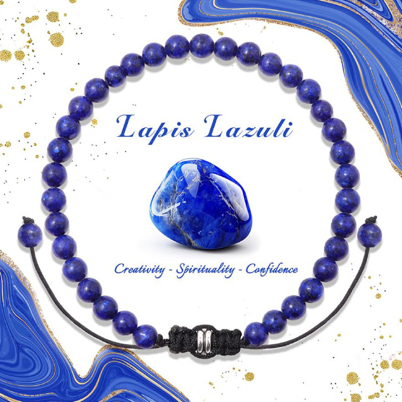 Natural Stone Crystal Beaded Bracelet4/6/8mm Chalcedony Turquoise Stretch Bracelet Lapis Tiger Eye Braided Bracelet