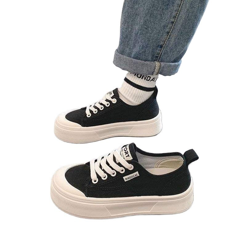 Women's Platform Canvas Shoes2025Summer New Breathable Versatile Casual Thin Height-Increasing White Sneakers