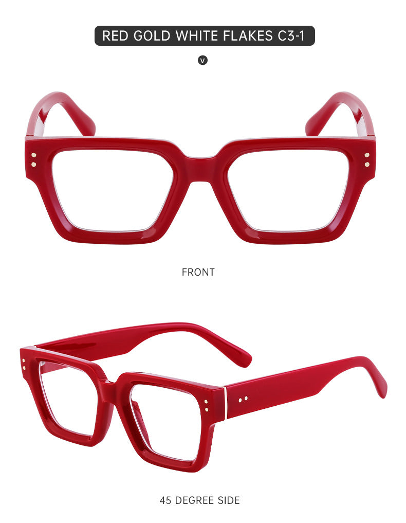 2025New European and American Fashion Square Frame Glasses for Women, Can Be Paired with Prescription or Non-Prescription Lenses, Men's Optical Frames Wholesale