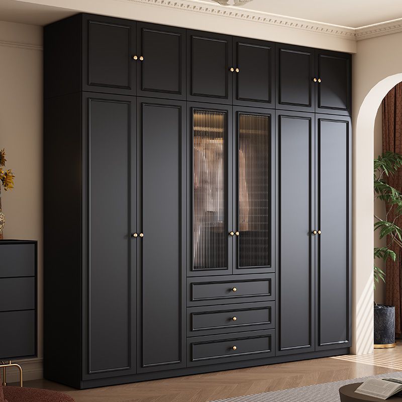 Vintage Style Wardrobe Black Cabinet Wardrobe for Home Bedroom Small Apartment Modern Simple Side Cabinet Top Cabinet Furniture Wardrobe