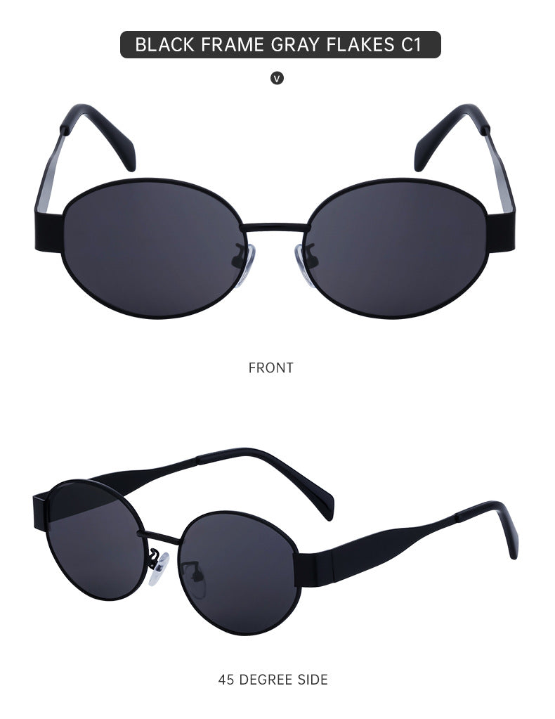 New European and American Fashion Oval Frame Sunglasses for Women High-end Sunglasses for Women Trendy Sunscreen Wholesale sunglass