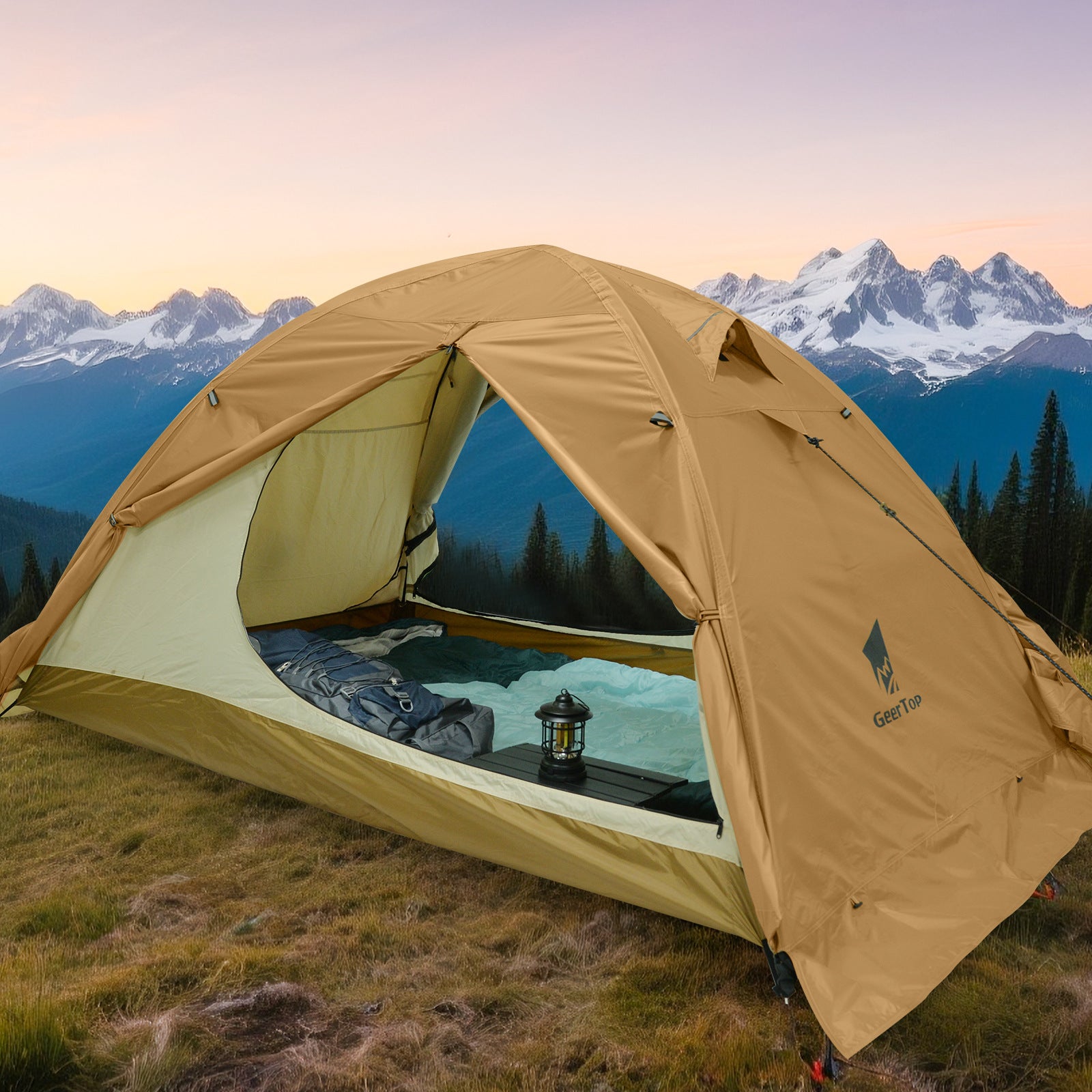 Jituo Journey Four Seasons Tent Outdoor Mountaineering Hiking Double Layer Tent for Two Persons Camping Tent Cold and Rainproof