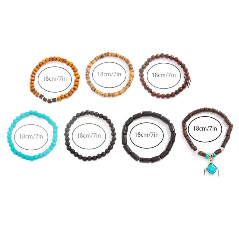 Vintage Multi-layer Soft Clay Bracelet European and American Cowboy Hat Bohemian Layered Bracelet Cow Head Cactus Turquoise Bracelet