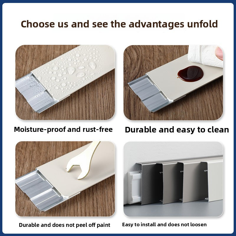 Trendy flat skirting board, thickened snap-on metal baseboard, ultra-narrow corner trim, aluminum alloy skirting board