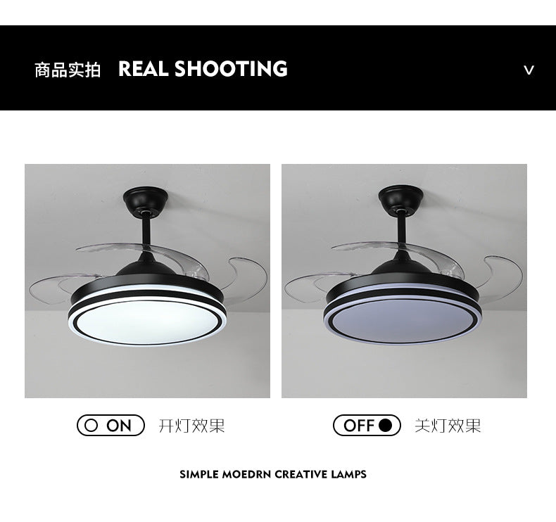 Invisible Fan Light for Home Bedroom Living Room Silent Variable Frequency Electric Fan Light Modern Simple Dining Room Ceiling Fan Light Wholesale