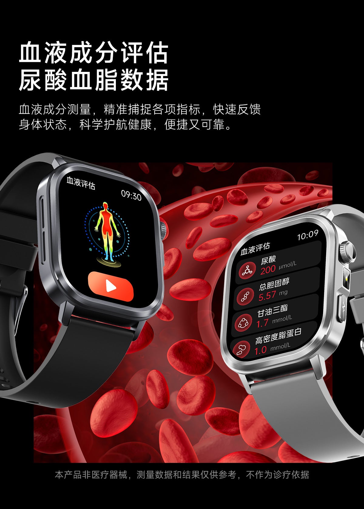et573AI ECG Smart Health Management Watch Non-Invasive Blood Sugar Uric Acid Blood Lipid Monitoring Smart Watch