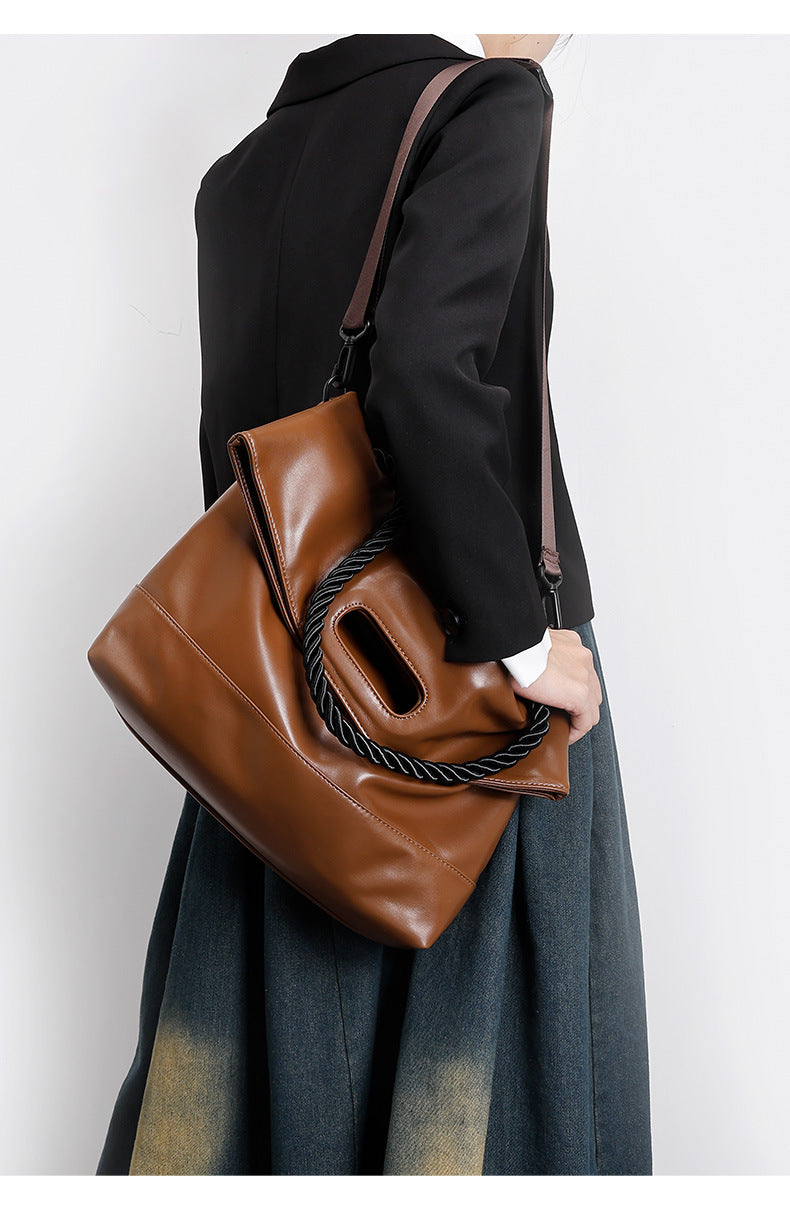 Fashion Women's Bag Spring New Soft Leather Ladies Bag Large Capacity Simple Commuter Student Shoulder Tote Bag