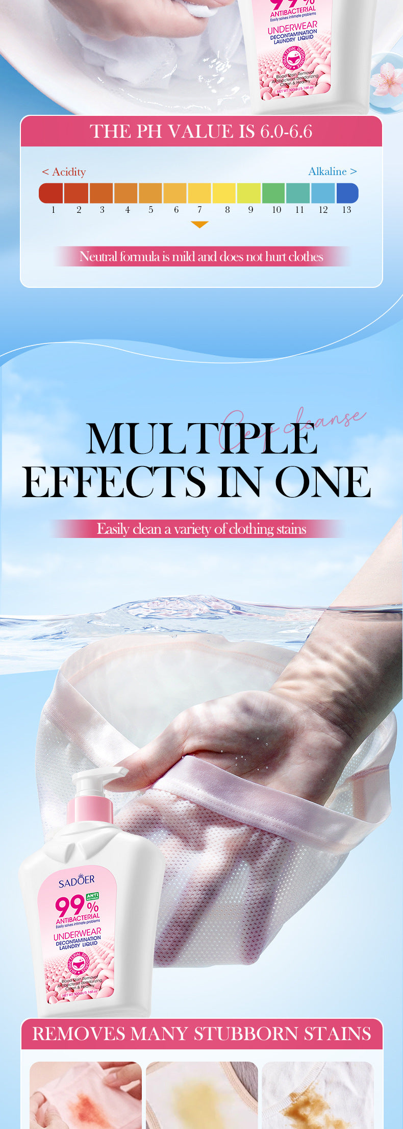 Full English Antibacterial Stain Removal Underwear Laundry Detergent SADOER  foreign trade wholesale of laundry detergent for cleaning clothes