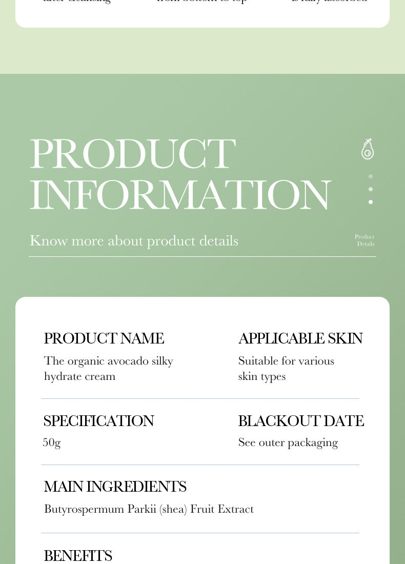 Avocado Face Cream SADOER Silky Hydrating Refreshing Non-Sticky Moisturizing Cream Cross-Border Wholesale