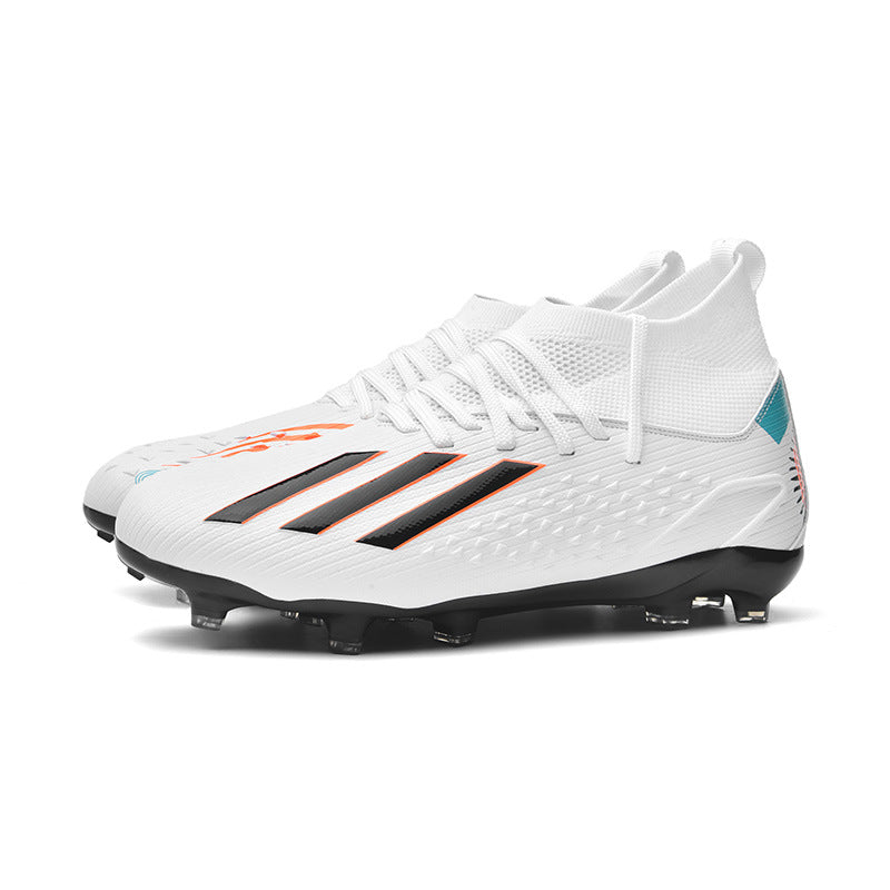 High-top Unisex Youth Soccer Shoes with Broken and Long Spikes for Grass Field Competition Training Student Sports Shoes