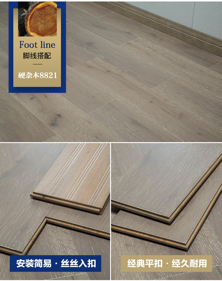 In-stock Solid Oak Flooring from Source Scar Modification Hand Scratch Pattern Original Wood Floor Solid Wood with Dragon Bone Design